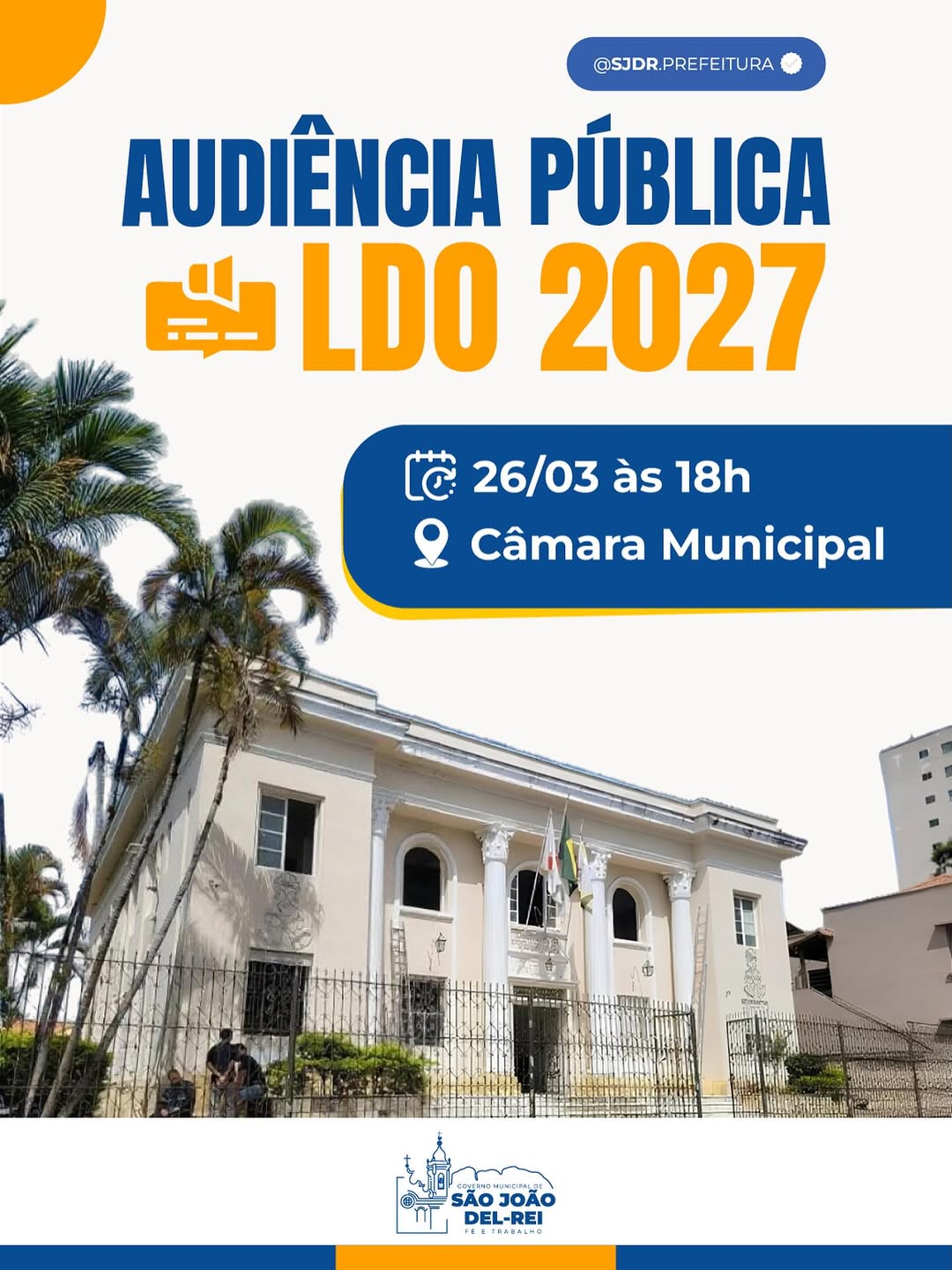 Audiência pública sobre orçamento de 2027 abre espaço para participação da população em São João del-Rei