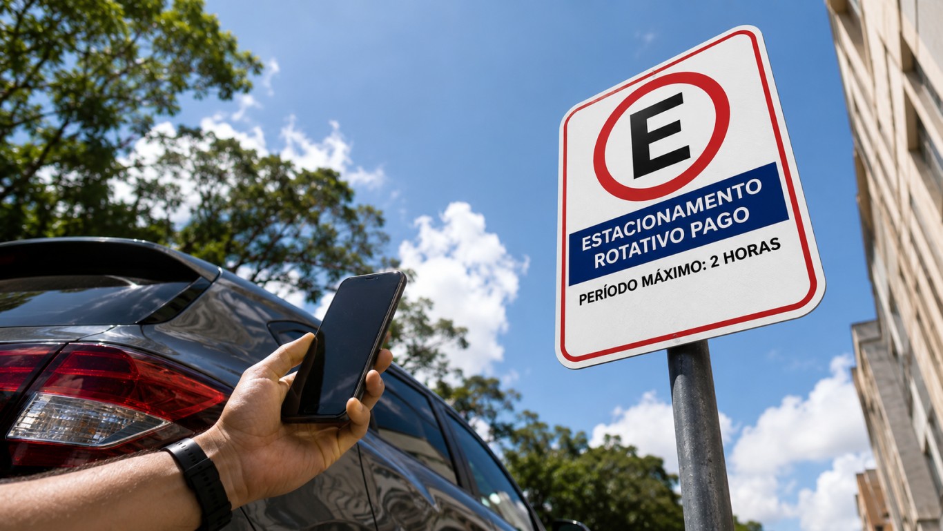 ​Sinalização do estacionamento rotativo começa a ser instalada em São João del-Rei