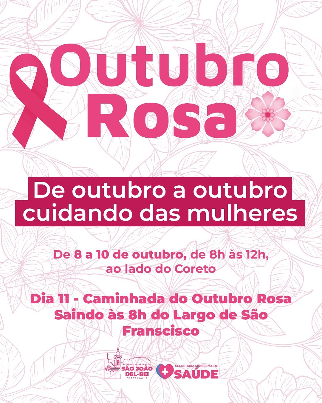 ​São João del-Rei realiza programação especial do Outubro Rosa a partir desta quarta-feira (08)