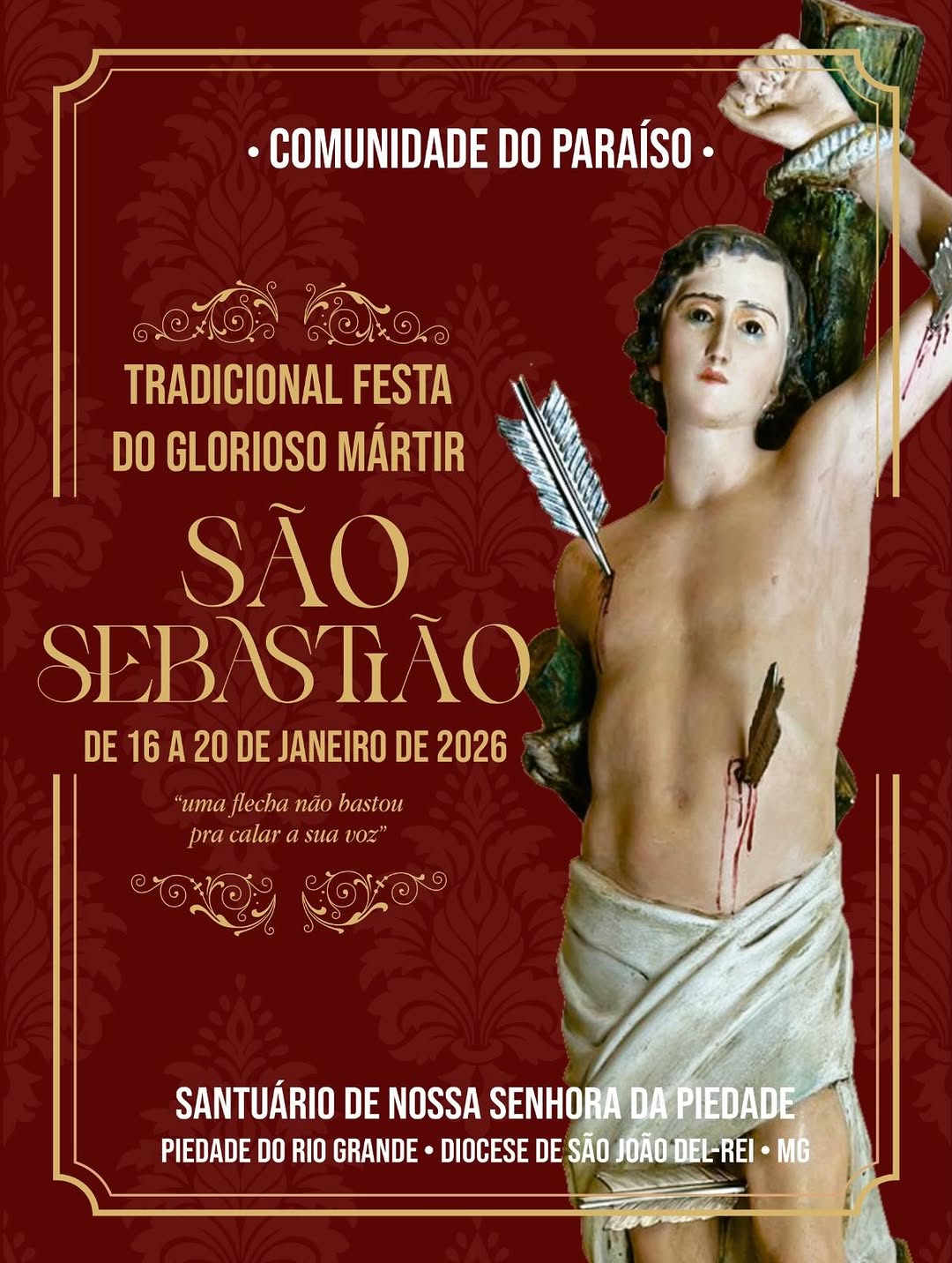 ​Festa de São Sebastião têm início nesta sexta-feira (16) em Piedade do Rio Grande