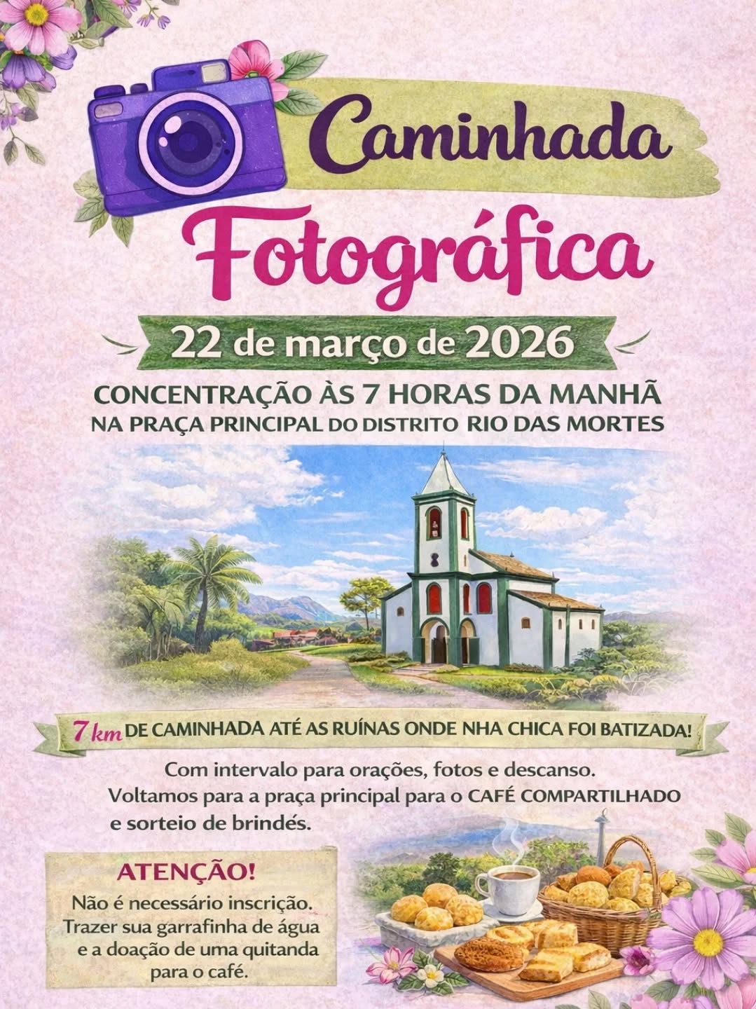 ​Caminhada fotográfica será realizada neste domingo (22) em Rio das Mortes