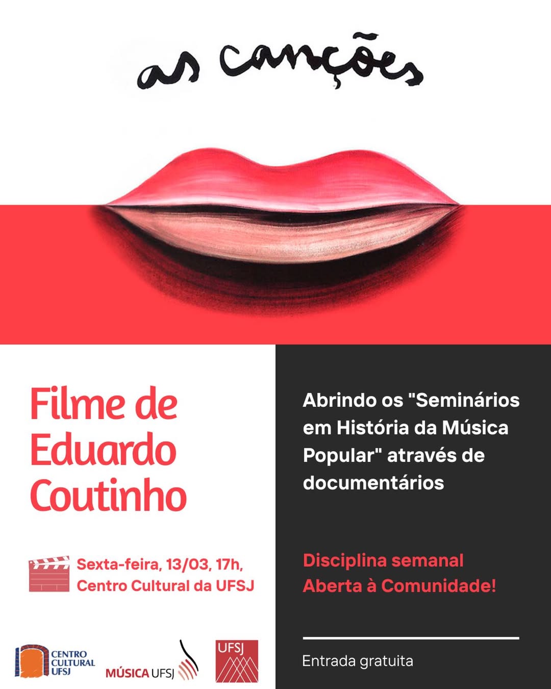 ​Centro Cultural da UFSJ promove seminário sobre música brasileira com filme e debate