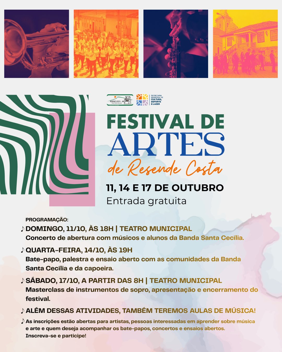 ​Festival de Artes reúne música e atividades culturais em Resende Costa