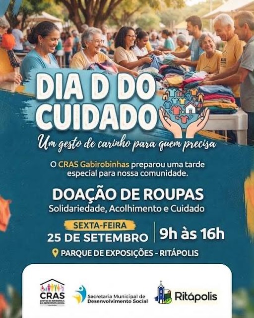 ​CRAS de Ritápolis promove “Dia D do Cuidado” com doação de roupas