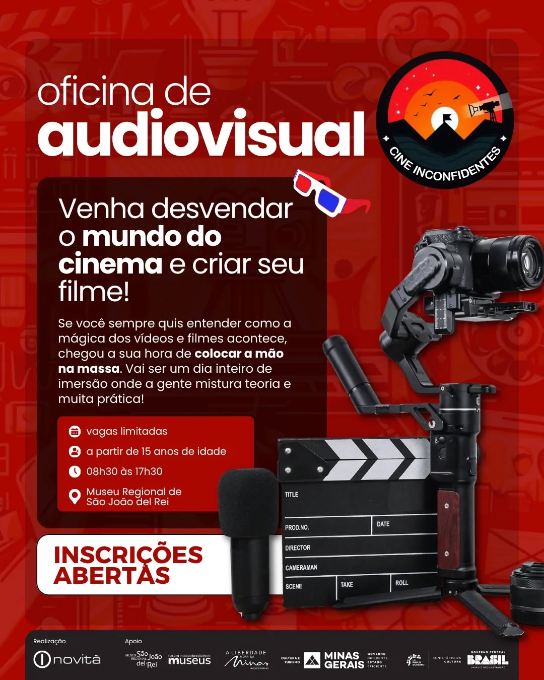 ​Oficina de audiovisual abre inscrições no Museu Regional de São João del-Rei