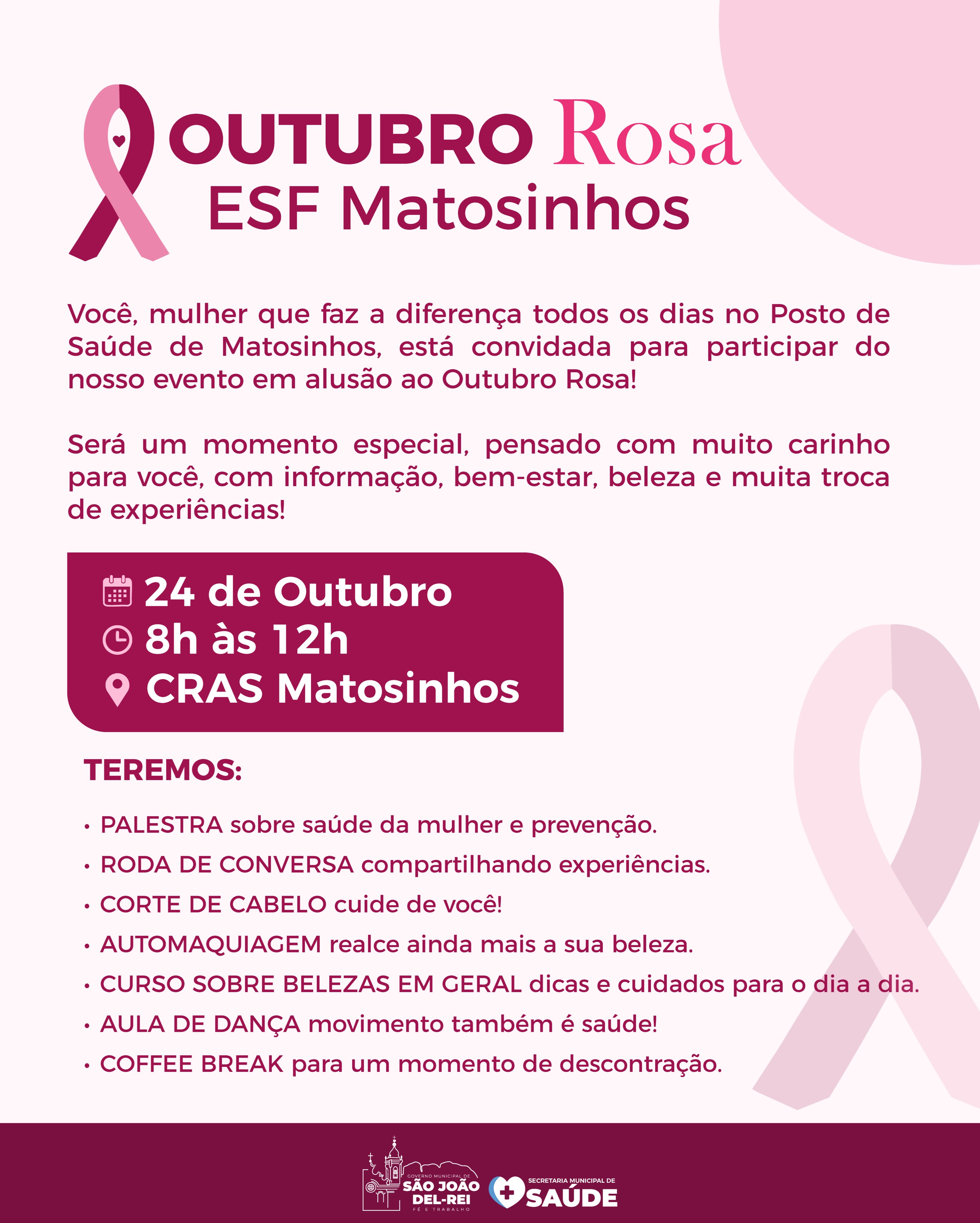 ​ESF Matosinhos promove evento do Outubro Rosa neste sábado em São João del-Rei