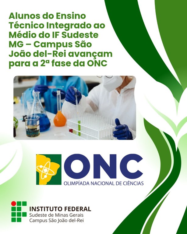 ​Alunos do IF Sudeste MG avançam para a 2ª fase da Olimpíada Nacional de Ciências