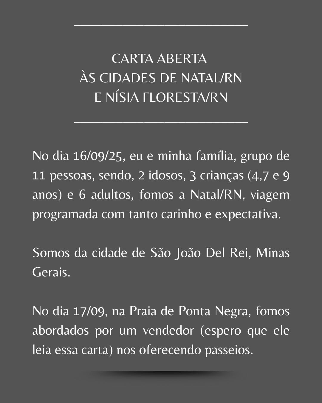 ​Família de São João del-Rei perde parente em praia do RN e alerta sobre segurança no litoral