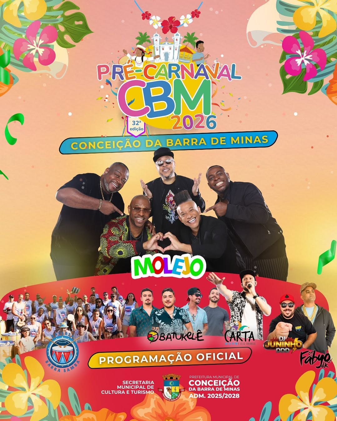 ​Pré-Carnaval CBM 2026 anima Conceição da Barra de Minas com quatro