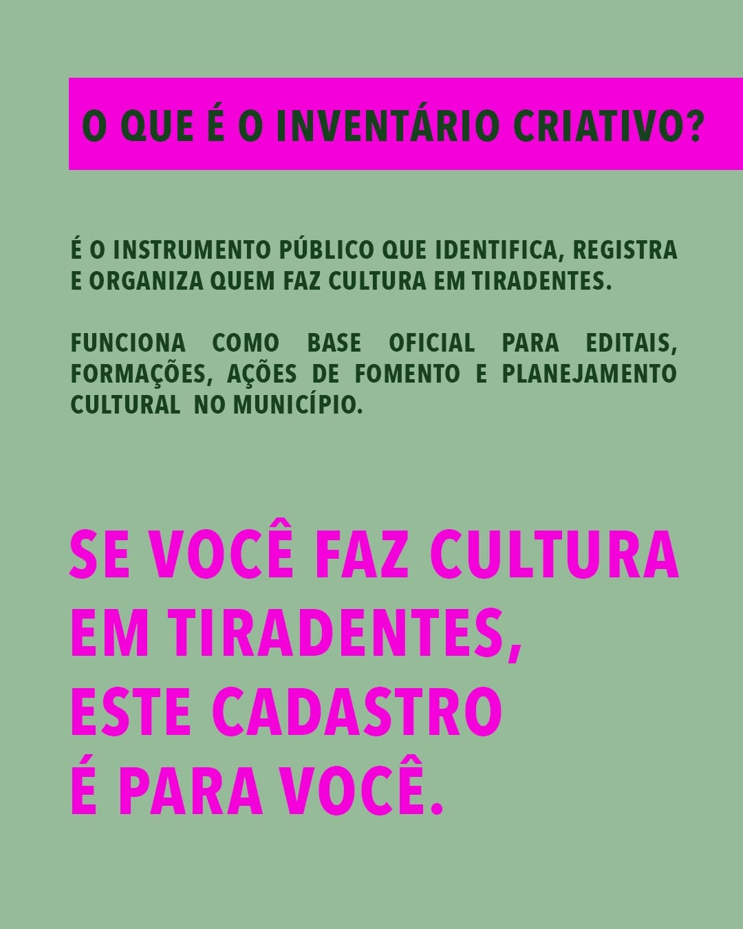 ​Inventário Criativo abre cadastro para artistas e trabalhadores da cultura em Tiradentes