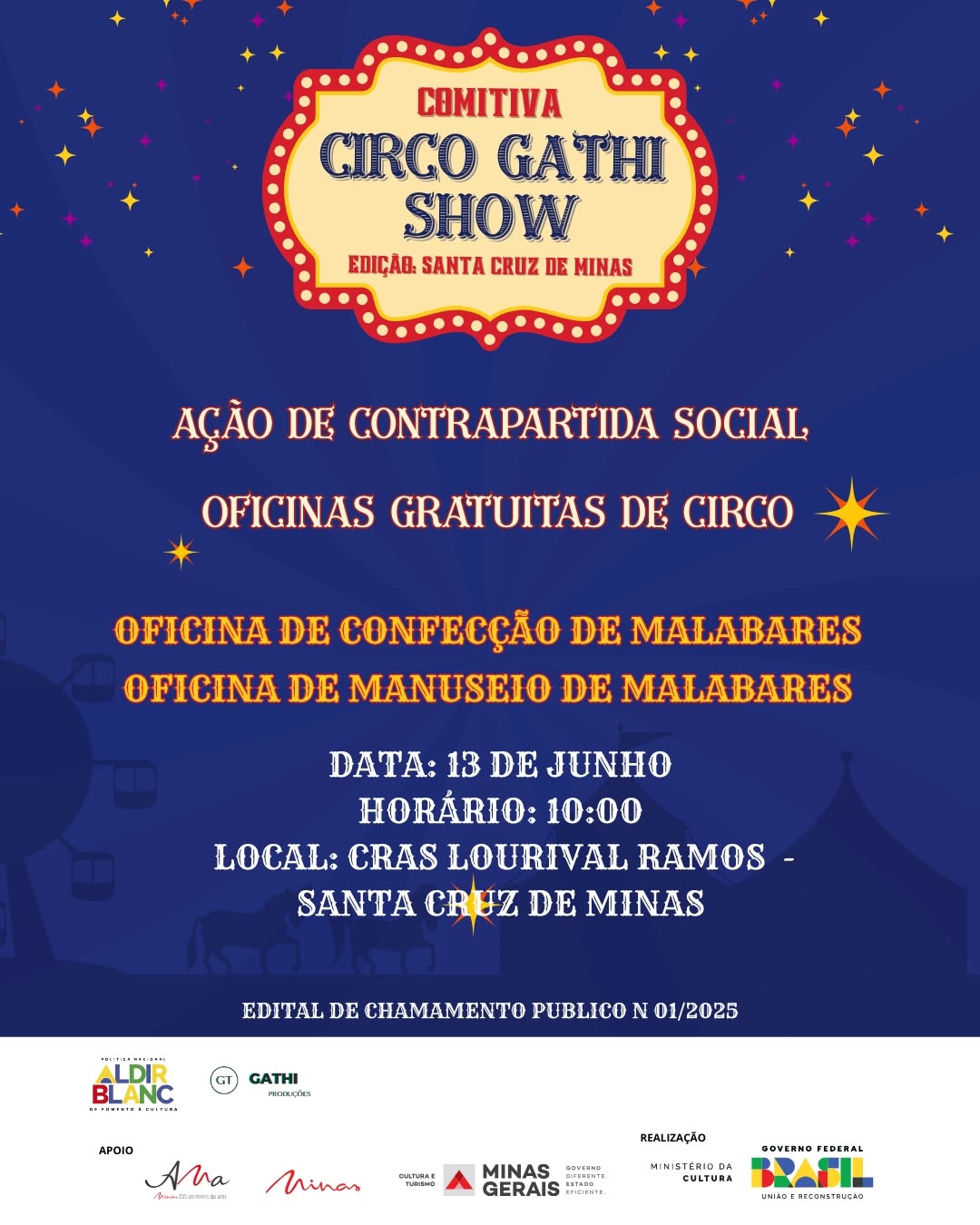 ​Santa Cruz de Minas promove oficinas gratuitas de malabares para crianças e adolescentes