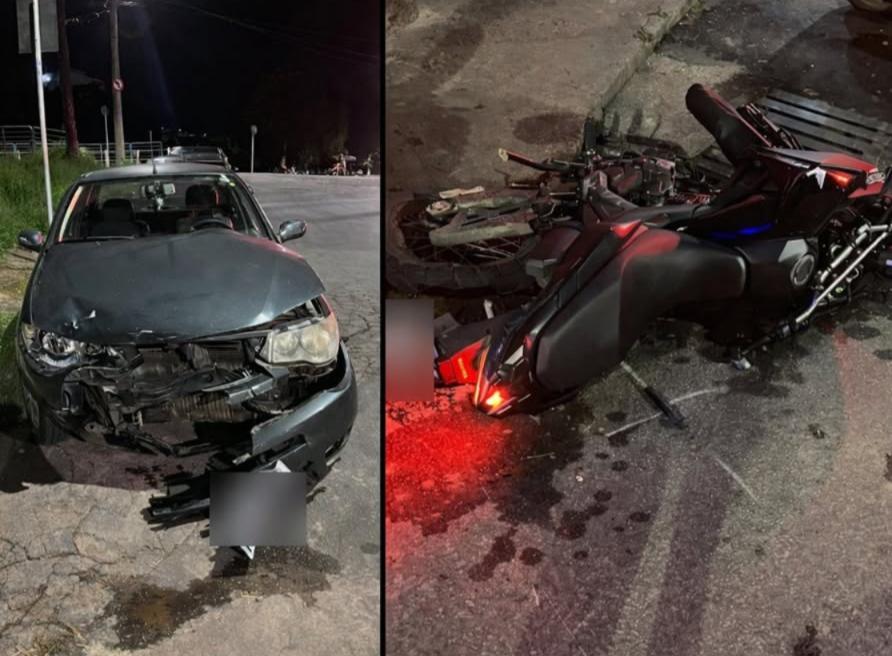 ​Motociclista sofre fratura exposta após acidente na madrugada de domingo no bairro Fábricas