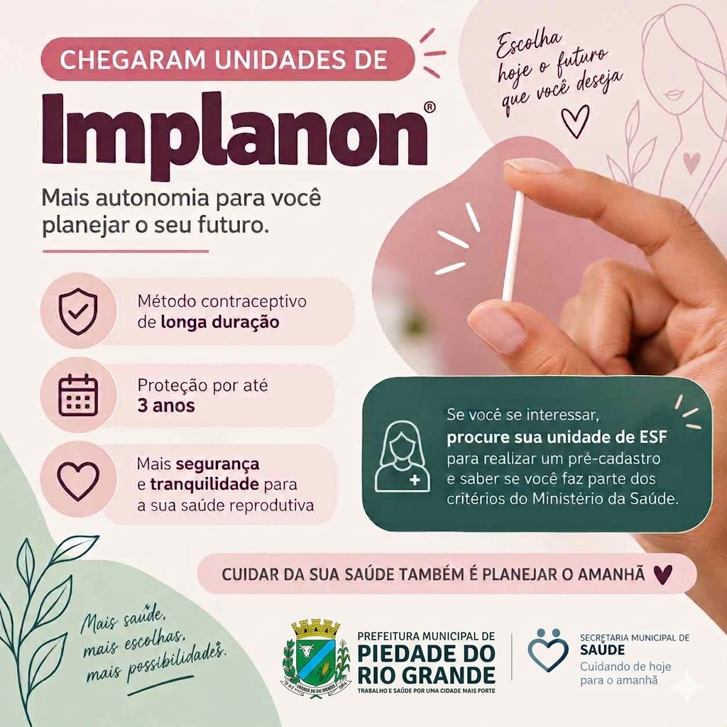 ​Piedade do Rio Grande recebe unidades de Implanon para oferta pela rede pública de saúde