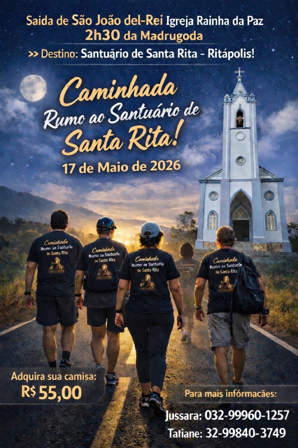 ​Caminhada devocional rumo ao Santuário de Santa Rita acontece neste domingo em Ritápolis