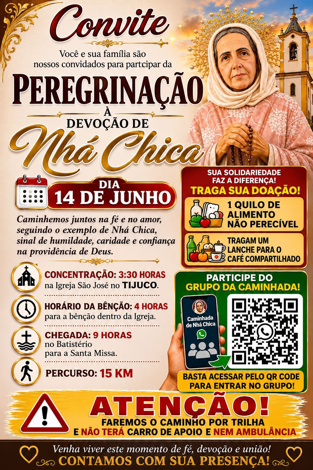 ​Caminhada em homenagem a Nhá Chica deve reunir mais de 400 fiéis entre São João del-Rei e Rio das Mortes